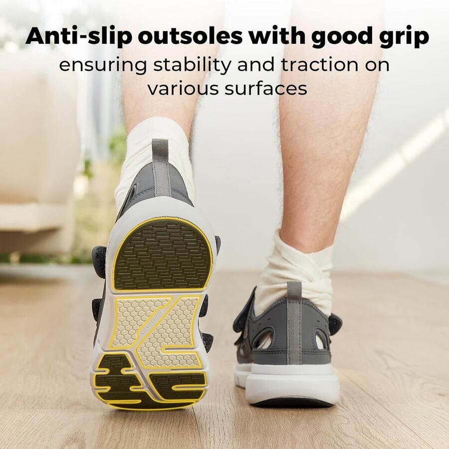 Extra Brede Diabetische Sandalen Heren met Klittenband Comfortabele Orthopedische Zomerschoenen voor Gezwollen Voeten en Senioren