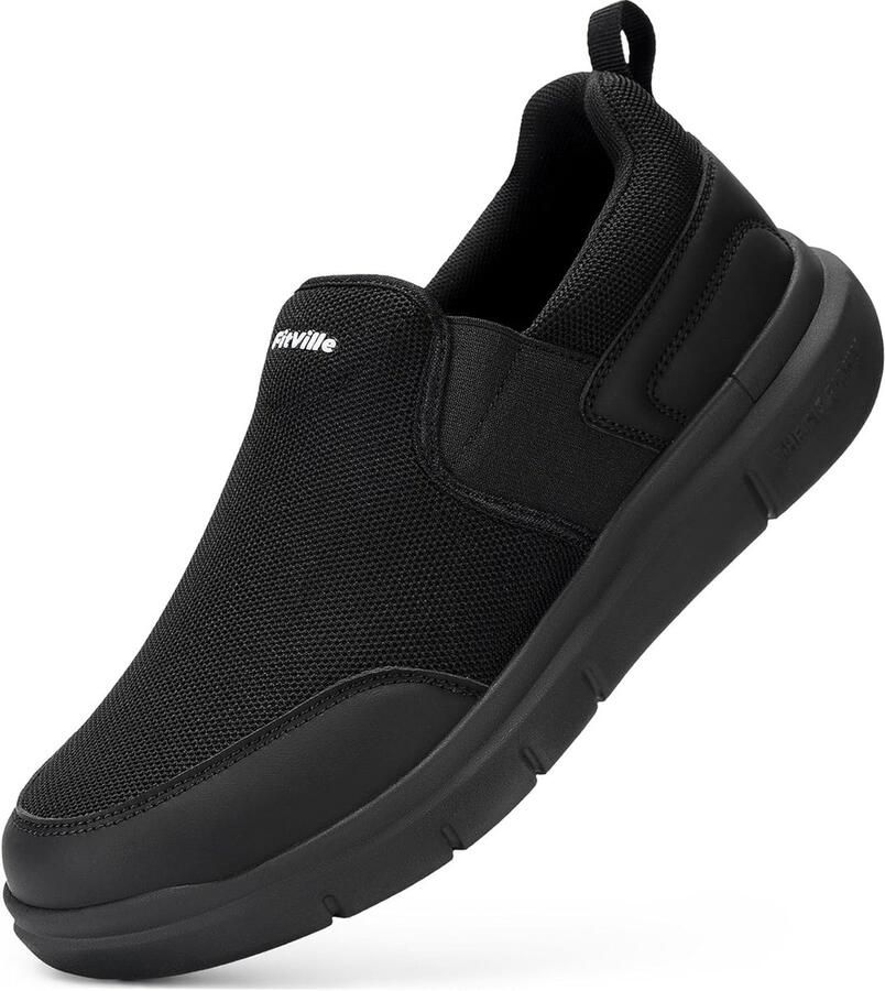 Extra Brede Heren Slip-On Sneakers Antislip Comfortabele Lichtgewicht Wandelschoenen