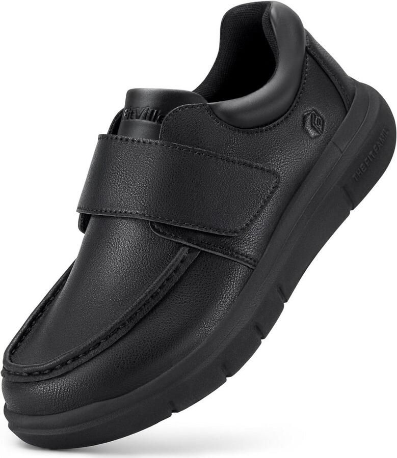 Comfortabele Extra Brede Leren Orthopedische Schoenen voor Heren met Verstelbare Sluiting