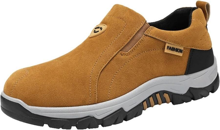 Brede Leren Wandelschoenen voor Heren Waterdicht en Antislip