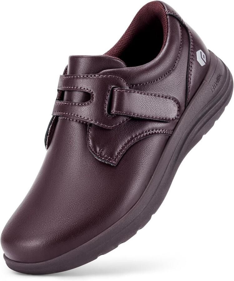 Extra Wijde Comfortabele Leren Instappers voor Dames met Verstelbare Bandjes