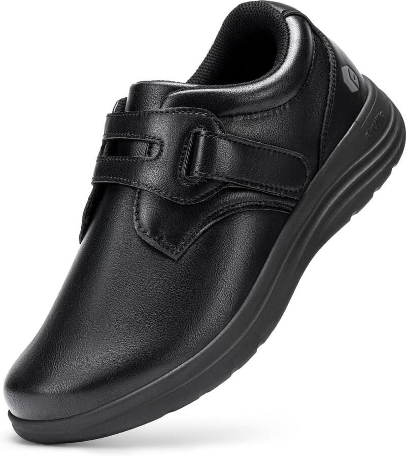 Extra Wijde Leren Instappers Dames Diabetes & Oedeem Comfortabele Schuifjes met Klittenband