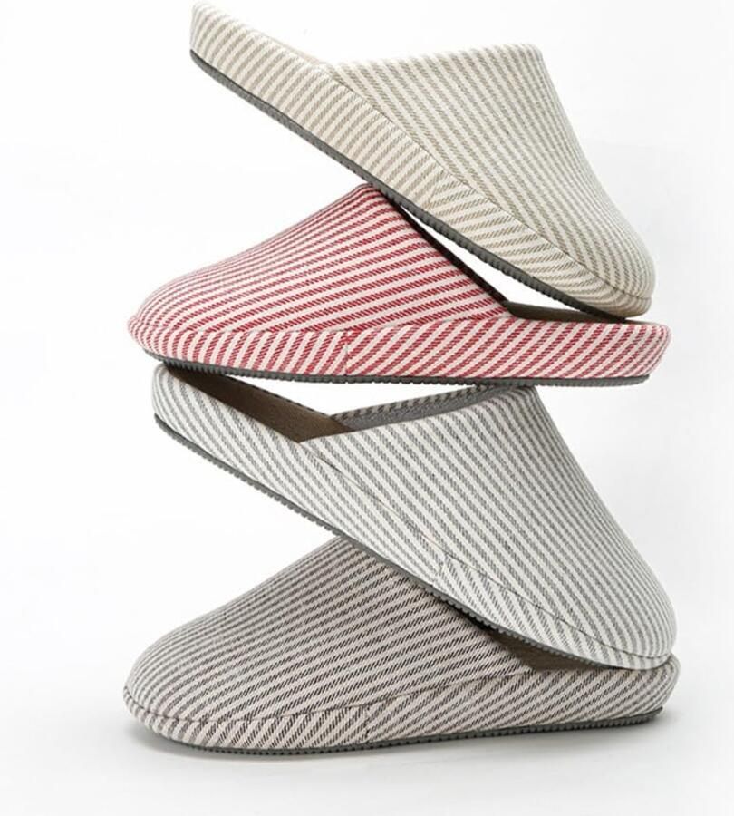 Fashion Striped Home Non-Slip Slippers Comfortable And Breathable Cotton And Linen Home Shoes Thick-Soled