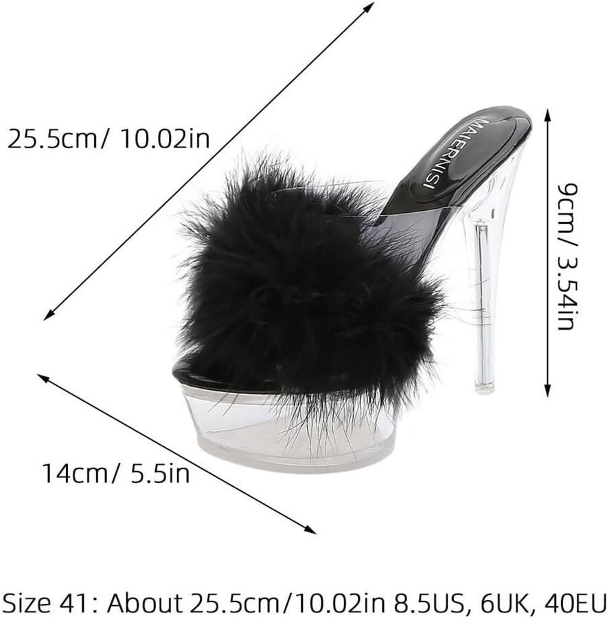 Elegante Hoge Hakken met Doorzichtige Plateauzool voor Dames Zwart Comfortabele Sandalen