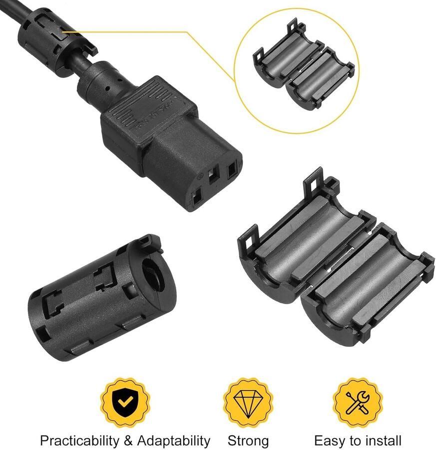 Ferrietfilterringen voor RFI EMI-ruisonderdrukking met oren voor kabel ID 9 mm 0 35 inch voor elektronische apparaten industrie zwart grijs 6 stuks