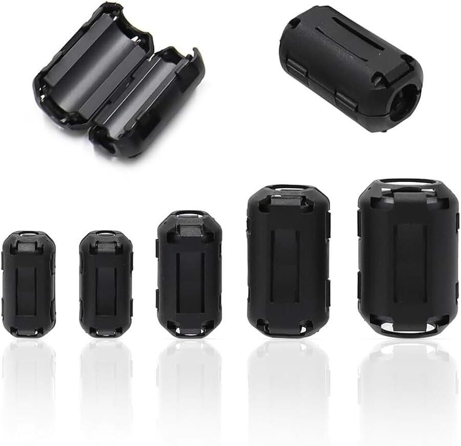 Ferrietkernen ferrietfilter 5 verschillende maten klapferriet zwart ferriet ringkern kabelclipset 3 5 mm 5 mm 7 mm 9 mm 13 mm binnendiameter voor kabels RFI EMI