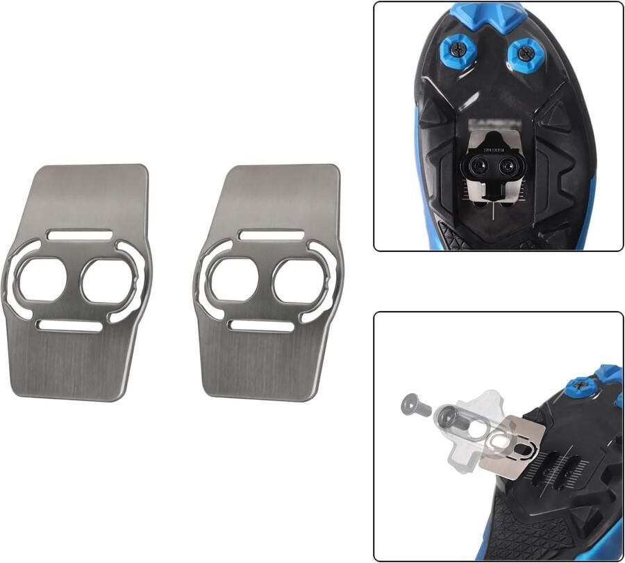 Fiets Cleat Shims Schoenplaat Adapters Fietsen Ultralicht Titanium 2 stuks 3.8x Zilver