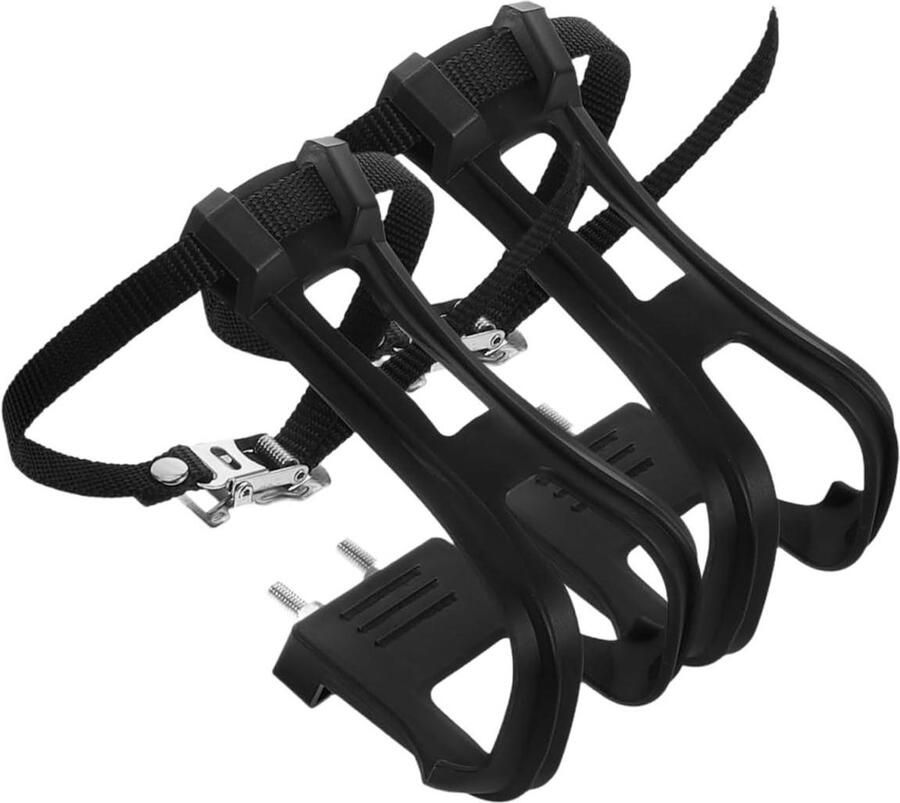 Fiets Pedaal Teen Clips Fietspedalen Rie Fietsen Ondersteuning Nylon en Kunststof 2 stuks Zwart