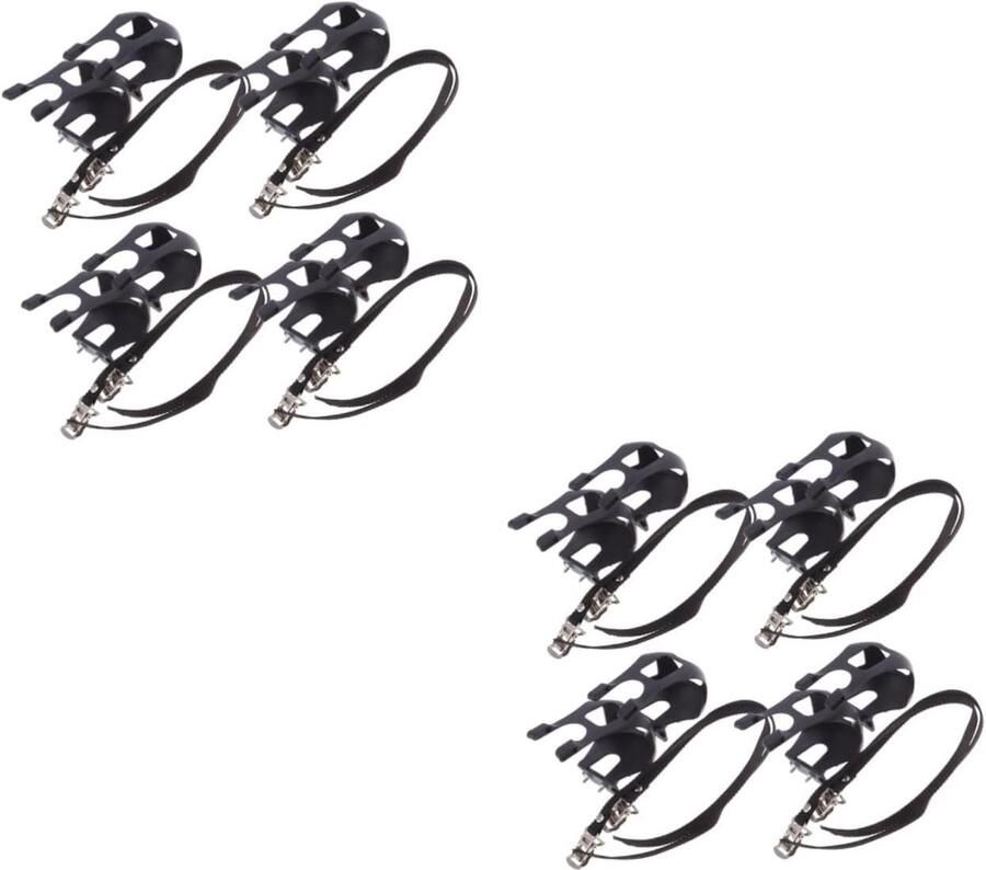 Fiets Pedaalbanden Fietspedalen Clips Veilig Fietsen Verstelbaar en Antislip 8 Stuks Zwart