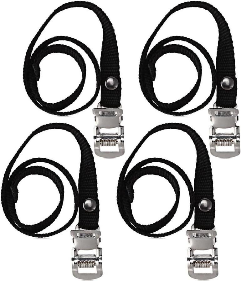 Fiets Pedaalbanden Fietspedalen Clips Veilig Fietsen Verstelbare Gesp 4 Stuks Zwart