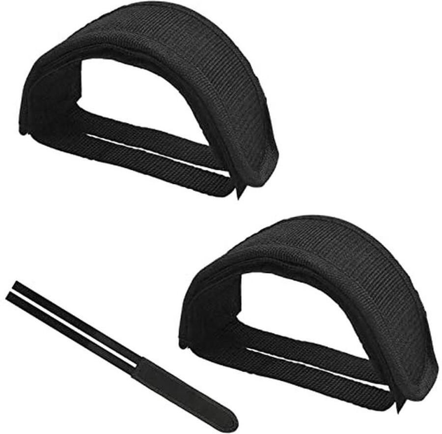 Fiets Pedaalrie met Clips Verstelbare Nylon Voetpedaal Straps Zwart 2 Stuks