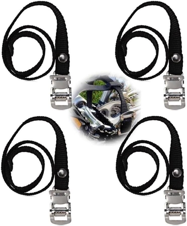 Fiets Pedaalrie Teenclips Outdoor Fietsen Sterk Nylon Materiaal 4 Stuks Zwart