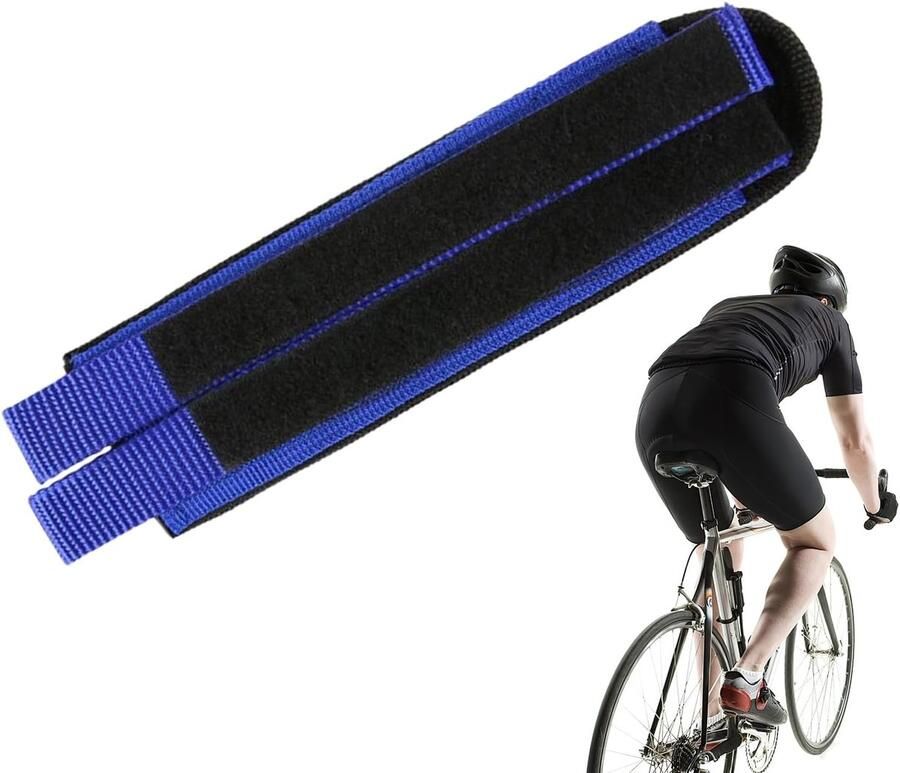 Fiets Pedaalrie Teenclips Rie Veilig Fietsen Antislip Klittenband Universeel Verstelbaar Blauw
