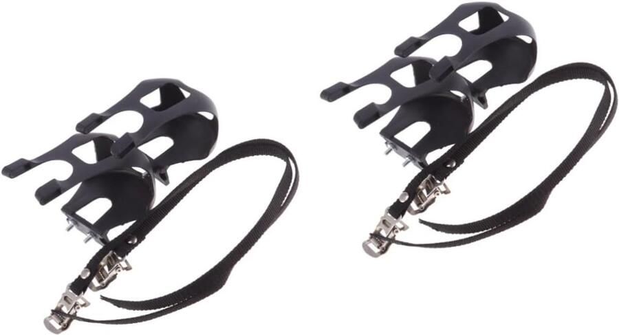 Fiets Pedaalrie Teenclips Veiliger Fietsen Verstelbare Band 4 Stuks Zwart
