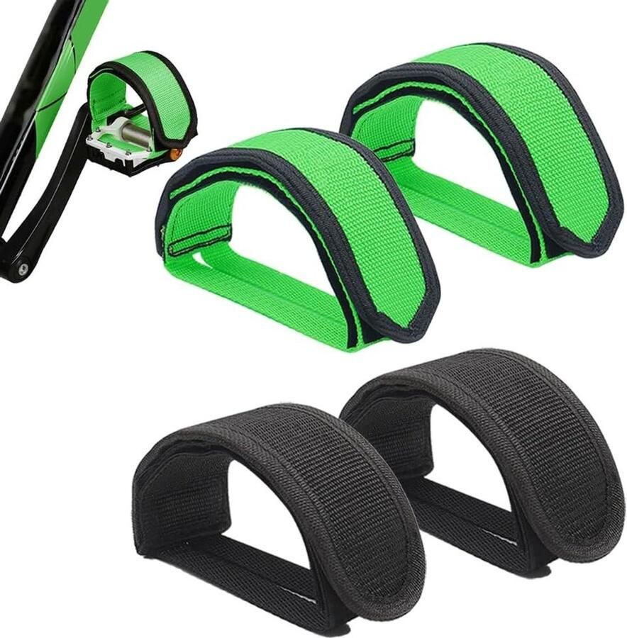 Fiets Pedaalriemen Voetriemen Set Veilig Fietsen Verstelbaar Nylon 4 Stuks Zwart