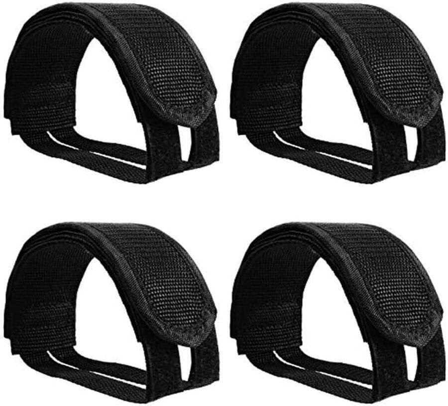 Fiets Pedaalrie Voetrie Teenclips Fietsen Verbeteren Dubbele Klittenbandsluiting 225 x Zwart