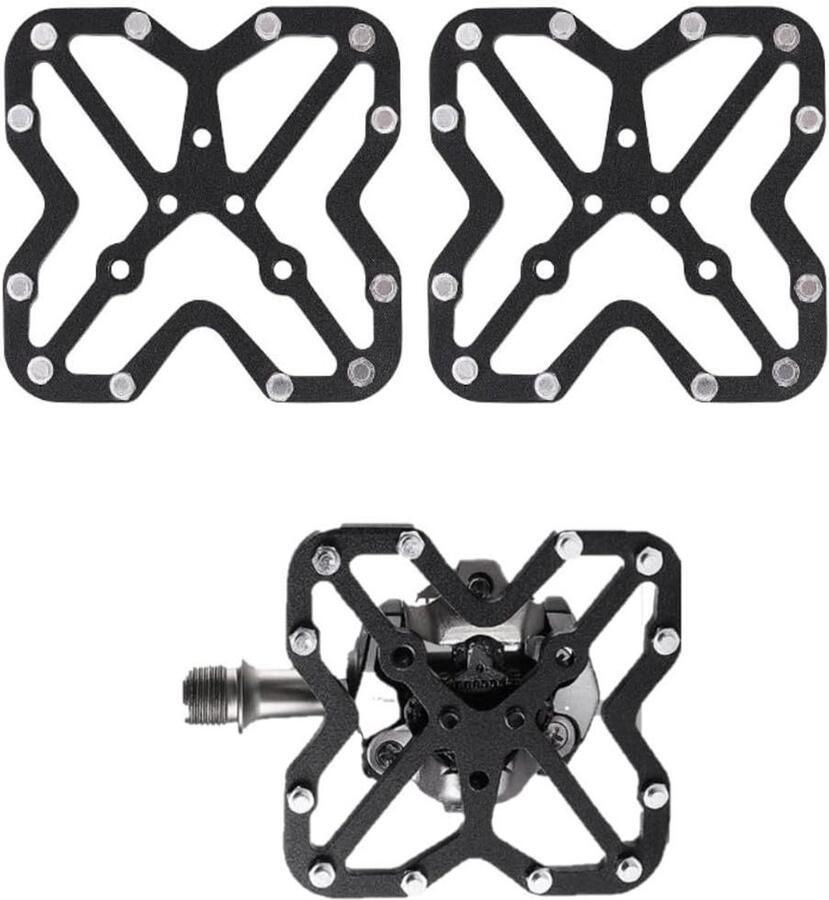 Fiets pedalen Aluminium adapter Mountainbiken Anti slip x Zwart