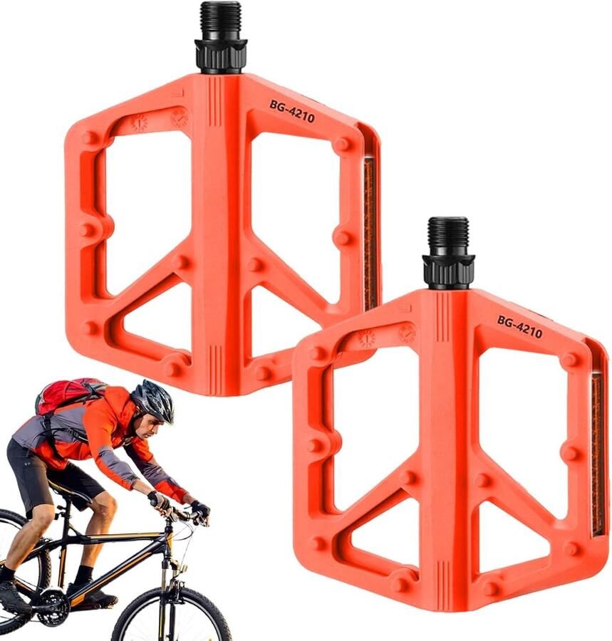 Fiets Pedalen Antislip Fietspedalen Veilig Fietsen 10 Antislip Pinnen 11x9x Oranje