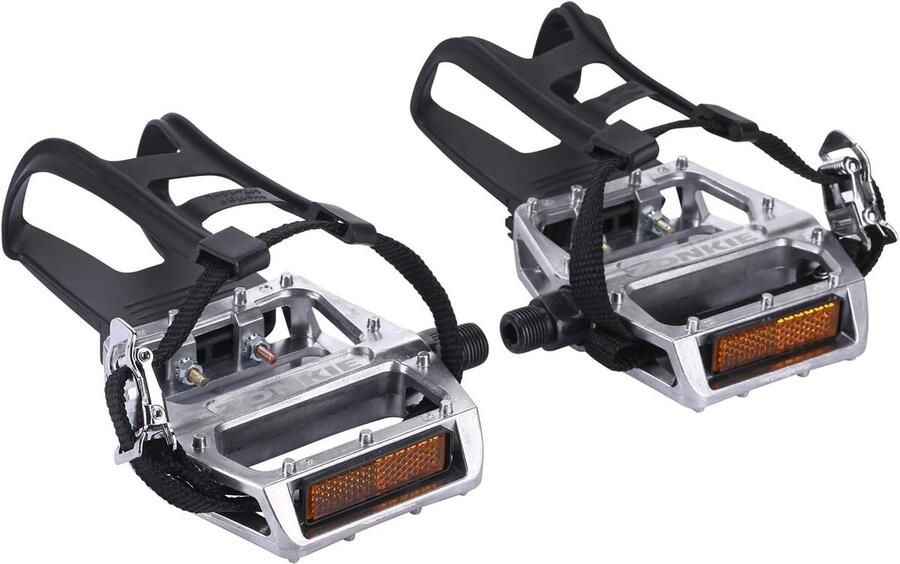Fiets Pedalen Clipless Pedalen Buiten Fietsen Inclusief Straps 9 16 Inch Zilver