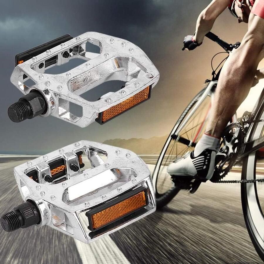 Fiets Pedalen Fietspedalen Mountainbike Fietsen Verbeteren Antislip Aluminium 9 16 Zilver