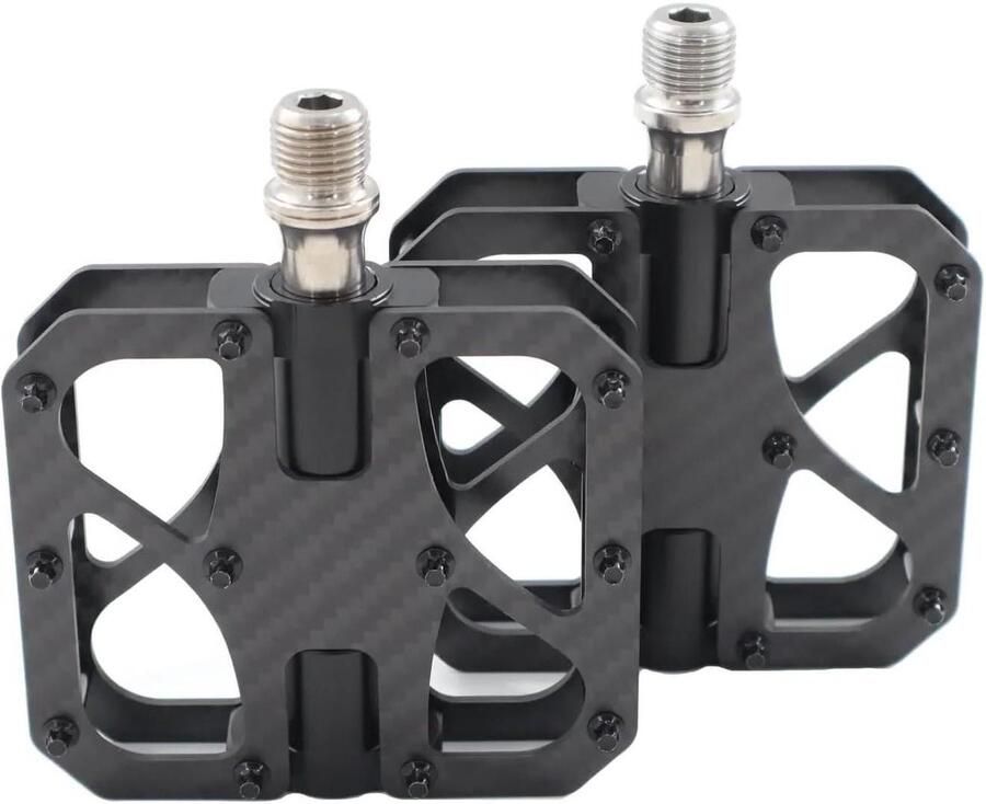 Fiets Pedalen Koolstofvezel Pedaal Buiten Fietsen Antislip Oppervlak 14mm Draad Zwart