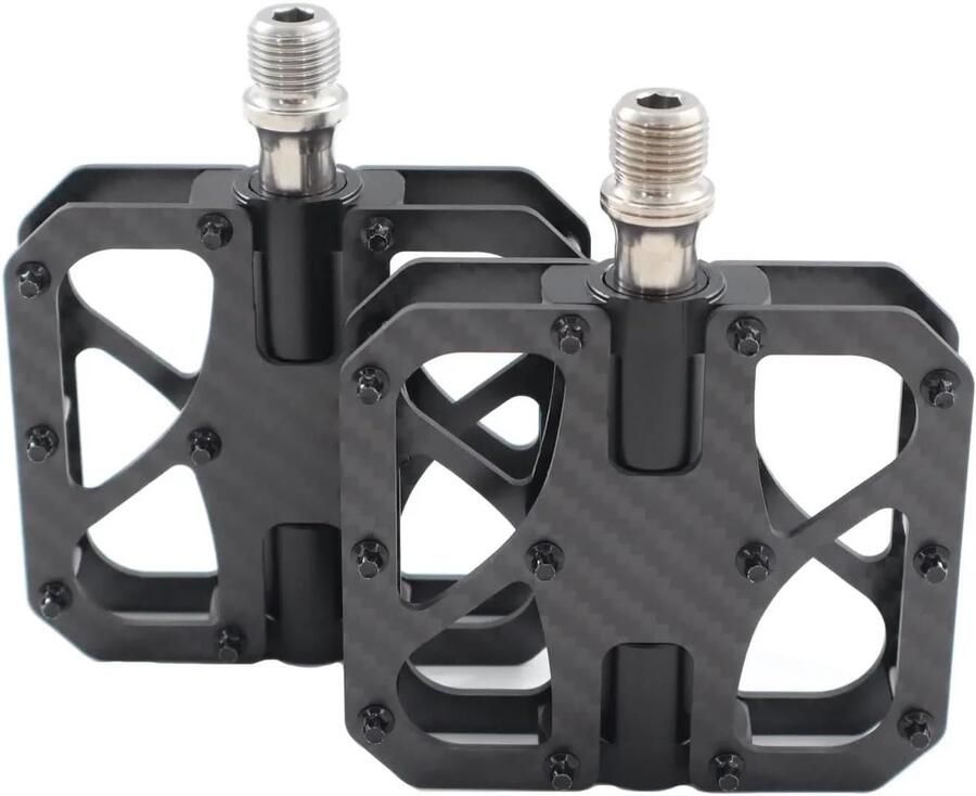 Fiets Pedalen Koolstofvezel Pedaal Veilig Fietsen Anti-Slip Grip 14mm Schroefdraad Zwart