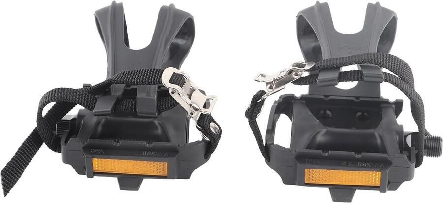 Fietspedalen met Teenclips Fietsaccessoires Pedalen met Rie Veilig Fietsen Verbeterde Grip 112 x 79 mm Zwart