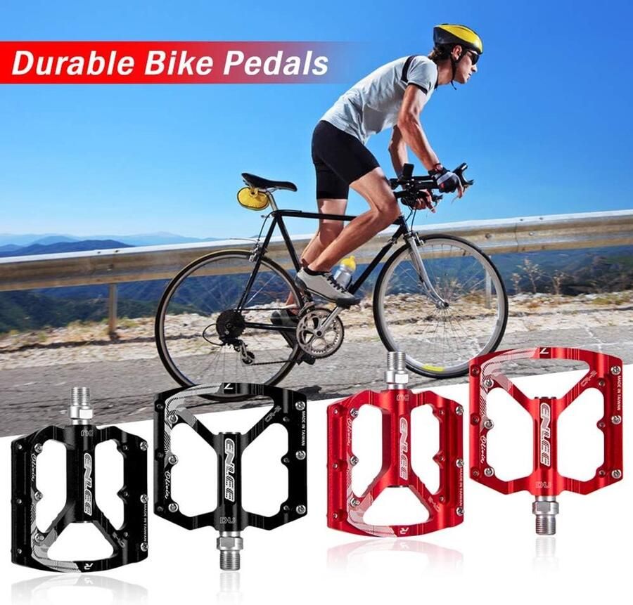 Fiets Pedalen MTB Pedalen Aluminium Fietsen Onderhoud Antislip Grip 118x90mm Zwart Rood