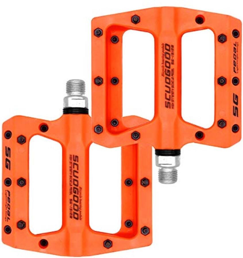 Fiets Pedalen Platte Fietspedalen Mountainbiken Antislip Studs 9 16 Inch Oranje