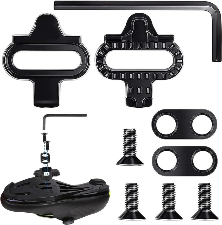 Fiets Pedalen Schoenplaatjes MTB & Indoor Verstelbare Bevestiging Compact Formaat Zwart
