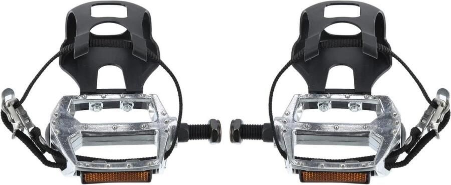 Fiets Pedalen Paar Vaste Voet Pedalen Comfortabel Fietsen Verstelbare Anti-slip Banden 12.7mm Spindel Zilverkleurig