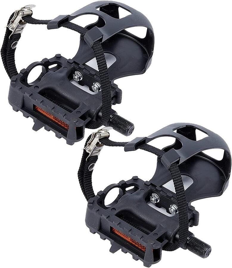 Fiets Pedalen Vliegwiel Pedalen Buiten Fietsen Met Teen Clips 14mm Schroefdraad Zwart