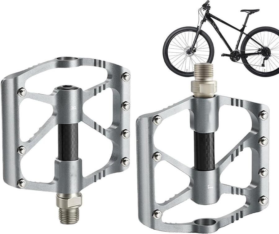 Fiets Racefiets Pedalen Rijpedaal Aluminium Woon-werkverkeer Fietsen Afgesloten Lagers 9.5x Zilver