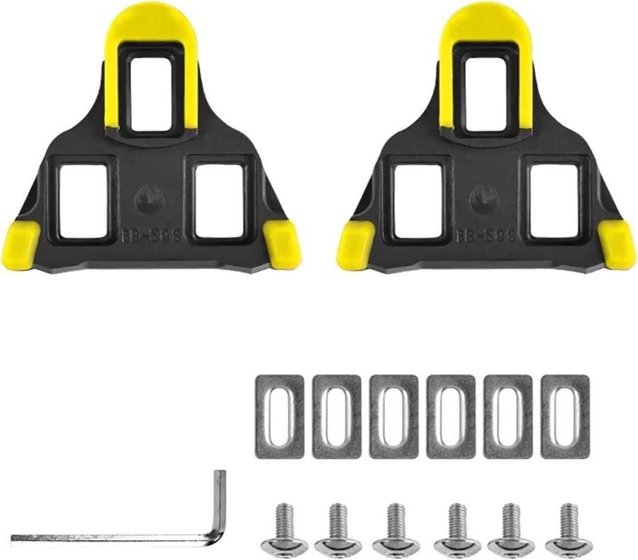 Fiets Schoen Platen Adapter Set Efficiënt Fietsen Zelfsluitend Ontwerp One Size Geel