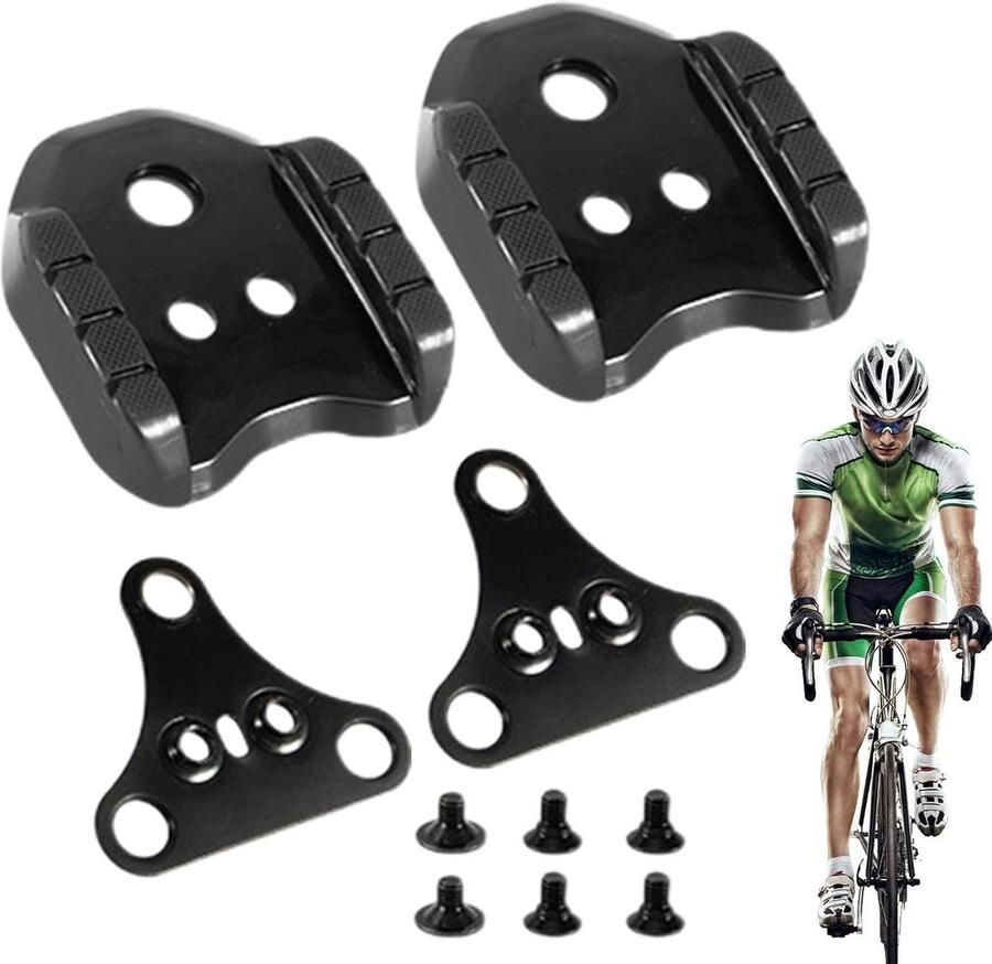 Fiets Schoenplaatjes Adapter Pedaal Conversie Veelzijdige Fietstochten Tijdbesparend Systeem Stabiele Conversie Zwart