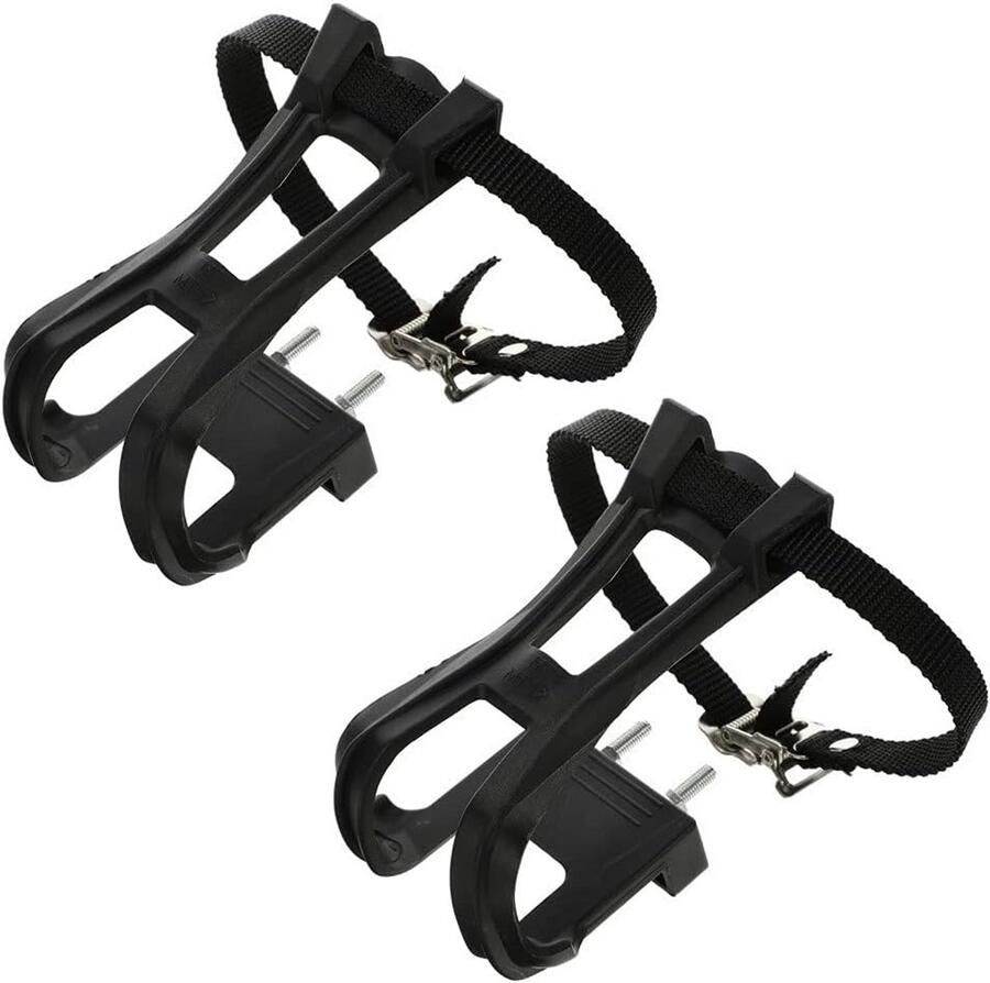 Fiets pedaal clips Teen clips rie Mountainbiken Verstelbare band 130mm lengte Zwart