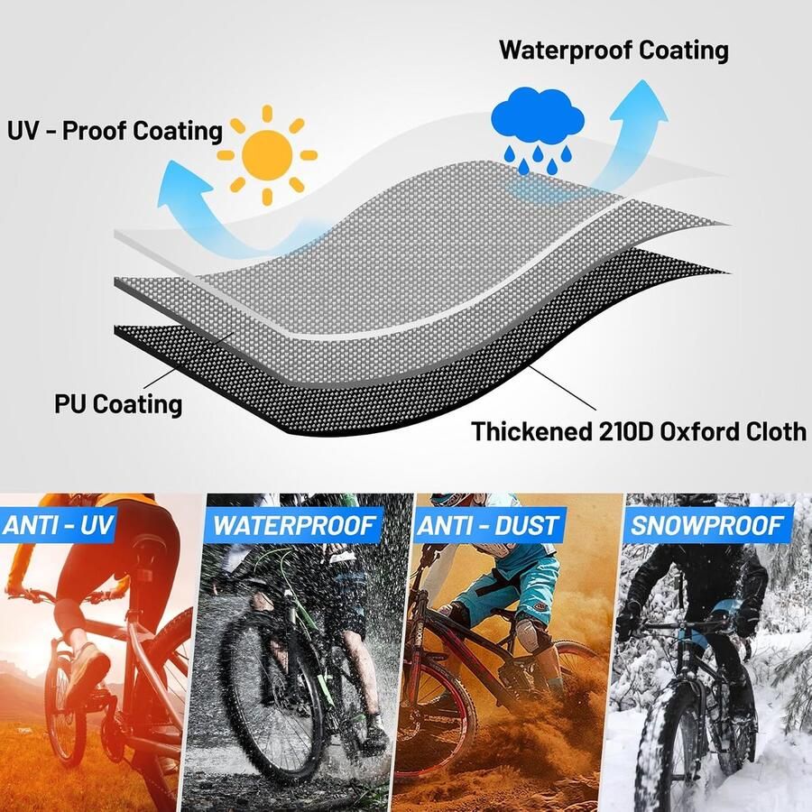 Fietsafdekking voor 3 fietsen Fietsengarage bescherming tegen stof regen sneeuw UV afdekzeil fiets 210D premium-stof fietsgarage outdoor afdekking beschermhoes 245x125x