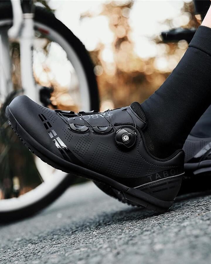 Fietsschoenen voor heren geschikt voor weg- en mountainbiken rubberen zool zonder kliksluiting