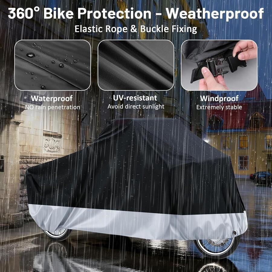 Fietsenstalling voor Lastenfiets 420D duurzaam materiaal waterdichte fietsafdekking vastgelaste binnennaden fietsgarage voor Lastenfiets Afdekhoes Driewieler Fietsafdekking Waterdicht