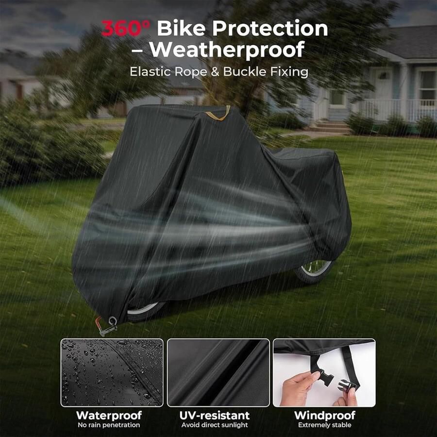 Fietshoes 220 x 100 x 420D Oxford-fietshoes waterdicht afdekzeil met reflecterende strepen en uv-bescherming driewieler afdekking fietsbeschermhoes voor cargo bike