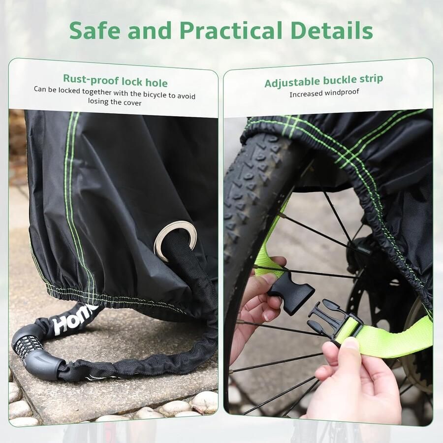 Fietshoes Buiten Waterdicht 500D Ripstop Weefsel UV-bestendig Winddicht en Stofdicht 210x100x Beschermhoes voor Mountainbikes Racefietsen Elektrische Fietsen en Motoren