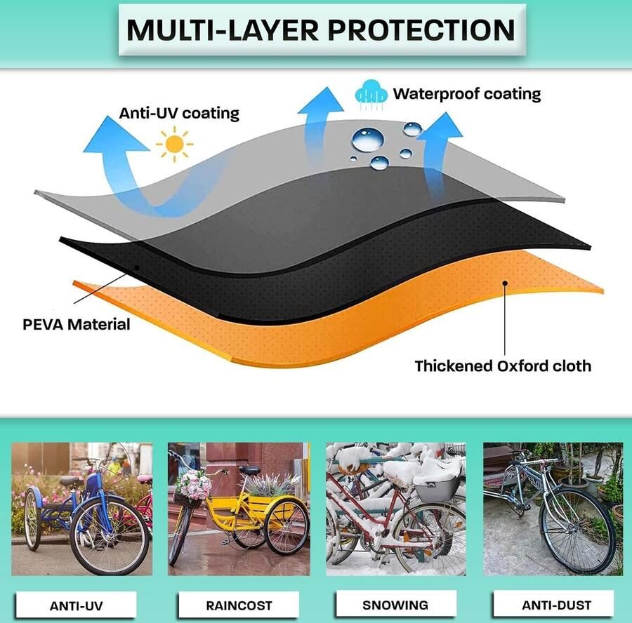 Fietshoes voor 2 fietsen universeel uv-bestendig stofdicht PEVA-materiaal hoge duurzaamheid 240 x voor 2 fietsen