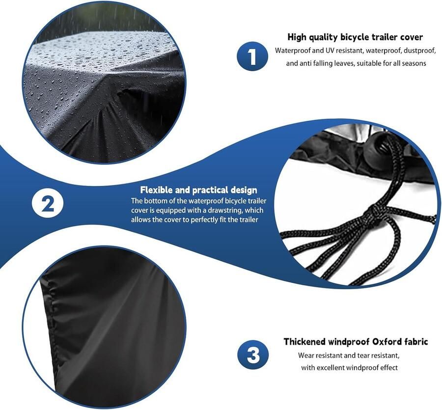 Fietshoes waterdicht 140 x 84 x vouwgarage voor fietsaanhangers beschermhoes van 420D Oxford waterdicht afdekzeil voor hondenaanhangers en lastaanhangers robuust