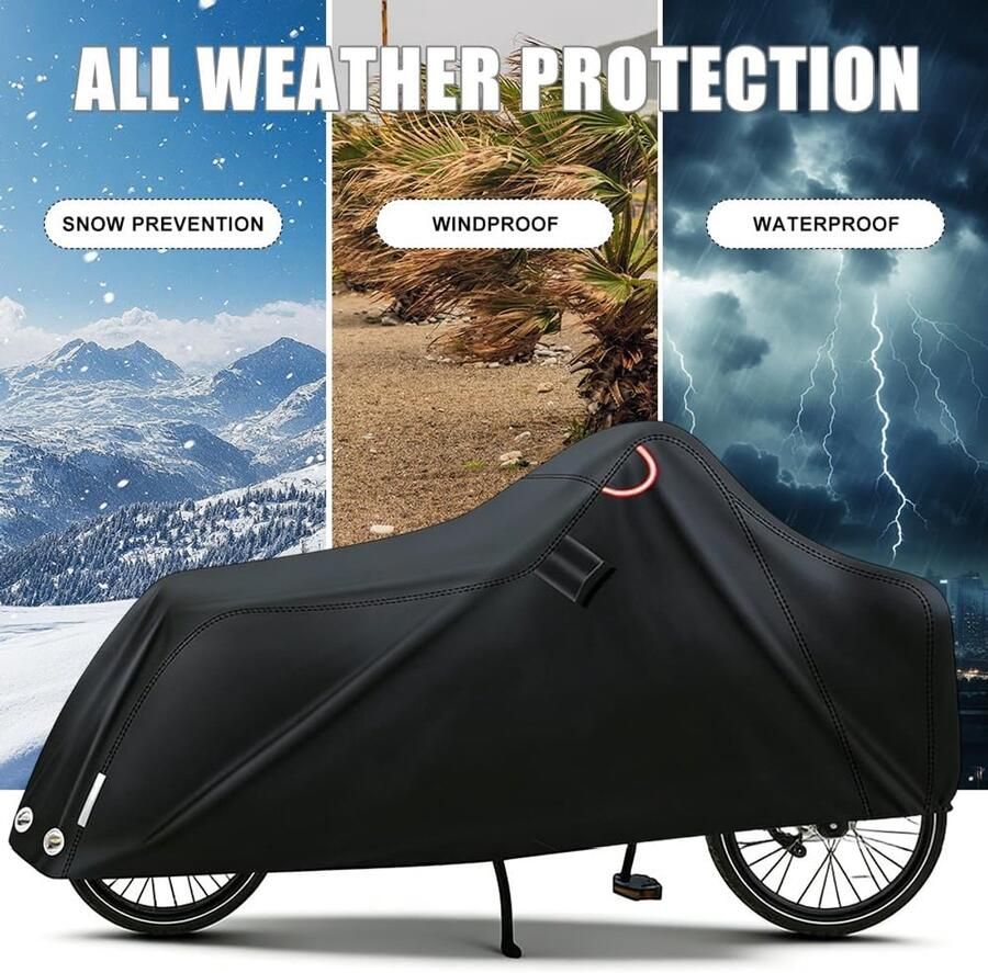 Fietshoes waterdicht 420D Oxford afdekzeil met reflecterende strepen uv-bescherming scheurvast fietshoes fietsgarage outdoor voor 2 fietsen (270 x 75 x (A)