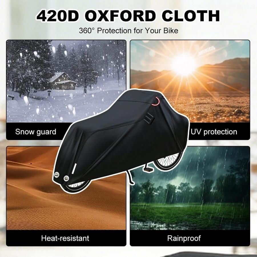 Fietshoes waterdicht 420D Oxford-weefsel fietsbeschermhoes met reflecterende strepen uv-bescherming scheurvast fietshoes voor bakfiets dekzeil (voor tweewielers)