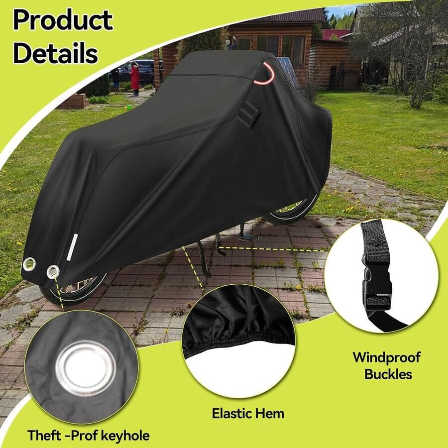 Fietshoes waterdicht 420D Oxford-weefsel fietshoes uv-bescherming met opbergtas fietshoes voor afdekzeil fietsbeschermhoes cargbike enkelsporig 285 x 65 x