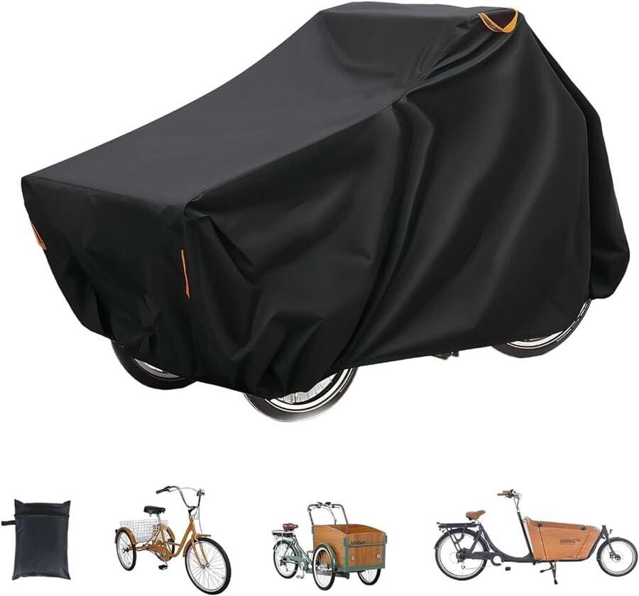 Fietshoes waterdicht dekzeil van 420D Oxford-weefsel fietsgarage gelaste binnennaden voor bakfiets afdekzeil driewieler (stijl B)