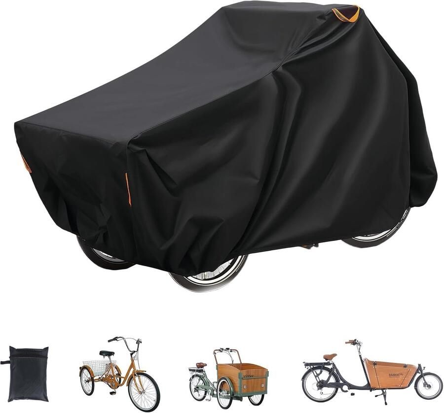 Fietshoes waterdicht dekzeil van 420D Oxford-weefsel fietsgarage gelaste binnennaden voor bakfiets afdekzeil driewieler (stijl B)
