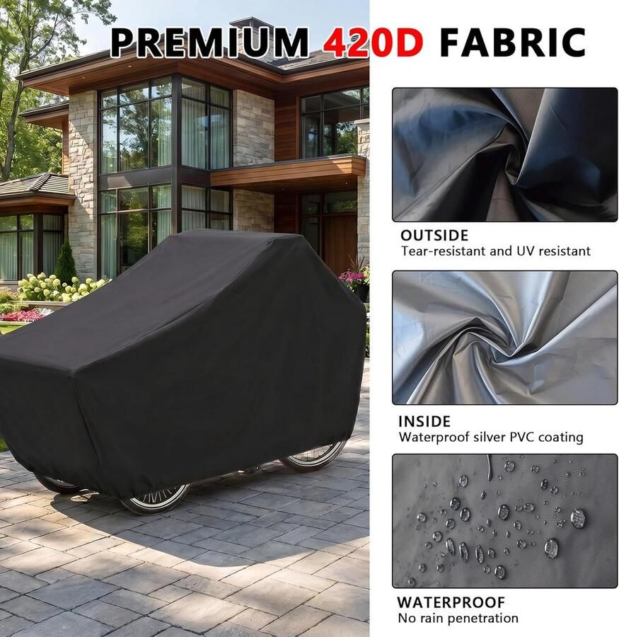 Fietshoes waterdicht van 420D Oxford met uv-bescherming en scheurvast fietshoes voor eenspoor en tweepure laadfietsen (220 x 100 x