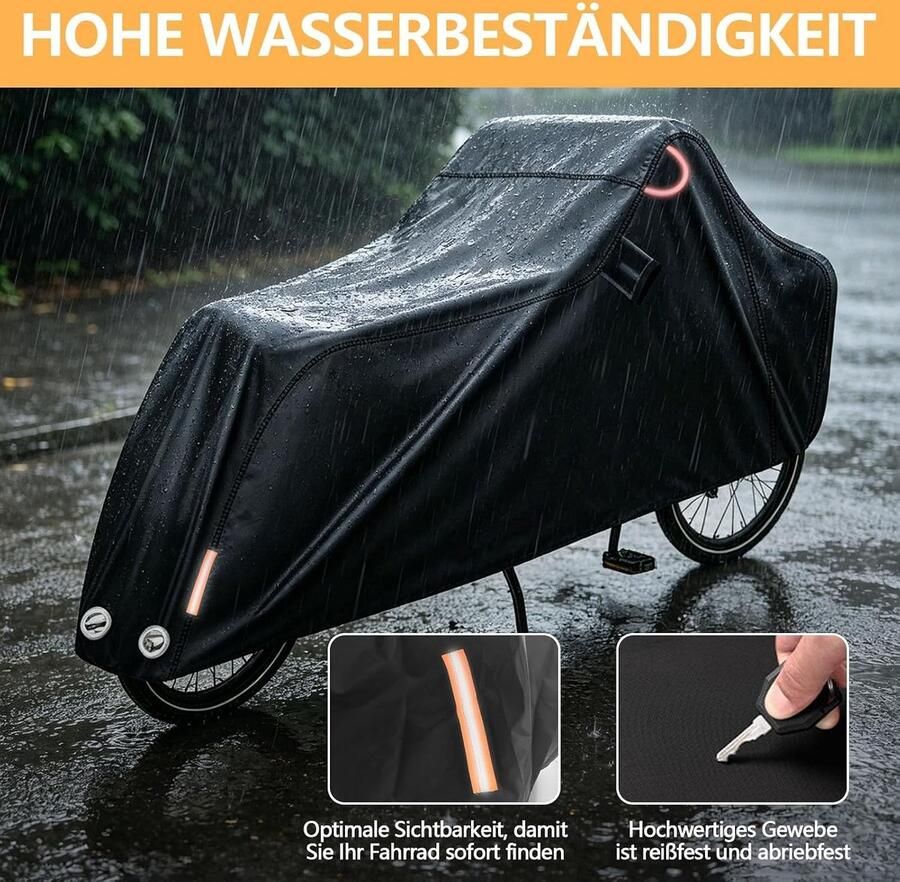 Fietshoes waterdicht van scheurvast 420D Oxford fietshoes met reflecterende strepen en slotgaten uv-bescherming voor laadfietsen (235 x 100 x